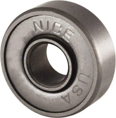 Nice - 3/8" Bore Diam, 1-1/8" OD, Double Shield Semi Ground Extra Light Radial Ball Bearing - 3/8" Wide, 1 Row, Round Bore, 475 Lb Static Capacity, 600 Lb Dynamic Capacity - A1 Tooling