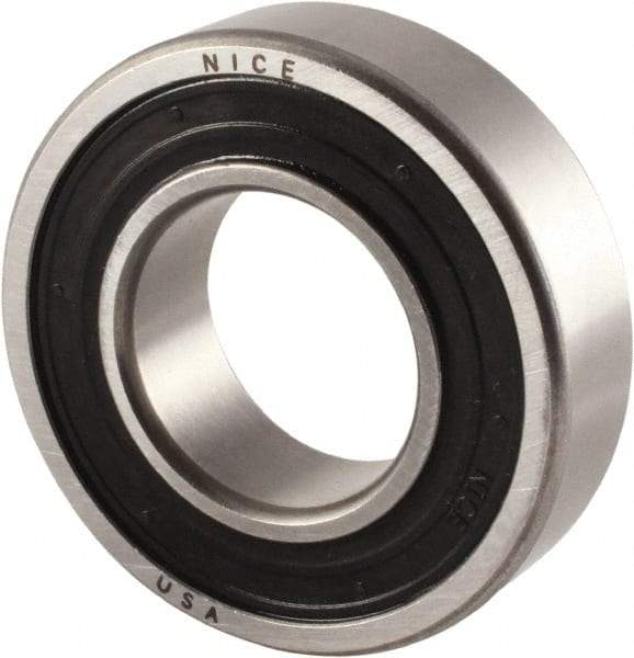 Nice - 1-1/8" Bore Diam, 2-1/2" OD, Double Seal Precision Ground Radial Ball Bearing - 5/8" Wide, 1 Row, Round Bore, 2,120 Lb Static Capacity, 3,864 Lb Dynamic Capacity - A1 Tooling