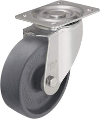 Blickle - 4" Diam x 1-3/16" Wide x 4-59/64" OAH Top Plate Mount Swivel Caster - Heat-Resistant Nylon, 330 Lb Capacity, Plain Bore Bearing, 3-15/16 x 3-3/8" Plate - A1 Tooling