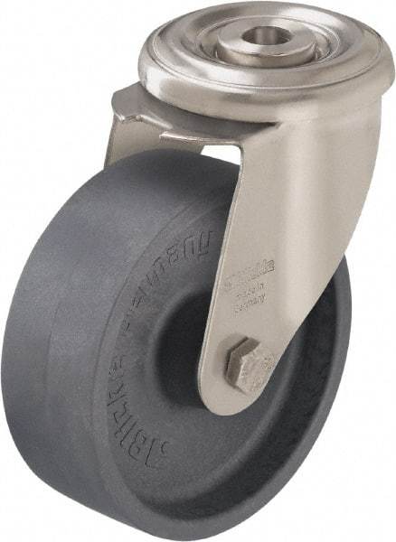 Blickle - 3" Diam x 1-1/4" Wide x 4" OAH Hollow Kingpin Mount Swivel Caster - Heat-Resistant Nylon, 330 Lb Capacity, Plain Bore Bearing, Hollow Kingpin Stem - A1 Tooling