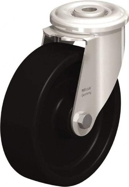 Blickle - 5" Diam x 1-37/64" Wide x 5-29/32" OAH Hollow Kingpin Mount Swivel Caster - Heat-Resistant Phenolic Resin, 330 Lb Capacity, Plain Bore Bearing, Hollow Kingpin Stem - A1 Tooling