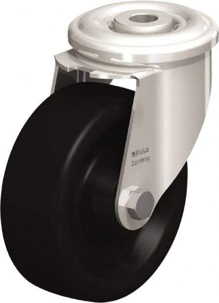 Blickle - 4" Diam x 1-1/2" Wide x 4-59/64" OAH Hollow Kingpin Mount Swivel Caster - Heat-Resistant Phenolic Resin, 330 Lb Capacity, Plain Bore Bearing, Hollow Kingpin Stem - A1 Tooling