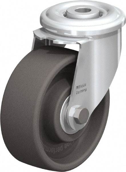 Blickle - 4" Diam x 1-1/2" Wide x 4-59/64" OAH Hollow Kingpin Mount Swivel Caster - Heat-Resistant Nylon, 330 Lb Capacity, Ball Bearing, Hollow Kingpin Stem - A1 Tooling