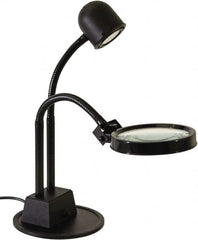 Electrix - 7 Volt, LED, Machine Light - Weighted for Desk, 7 Ft. Cord, 1.75x Magnification, 5 Inch Light Diameter, Black - A1 Tooling