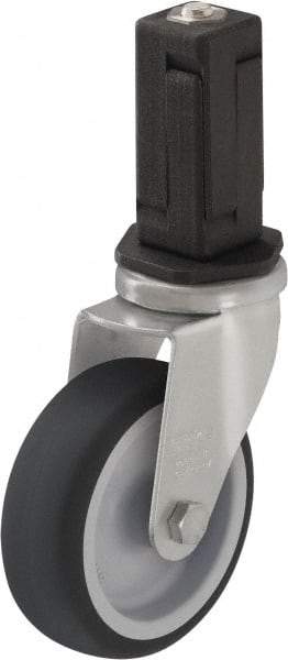 Blickle - 3" Diam x 63/64" Wide x 4" OAH Stem Mount Swivel Caster - Rubber Elastomer (TPE), 165 Lb Capacity, Plain Bore Bearing, Square Stem - A1 Tooling