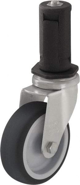 Blickle - 3" Diam x 63/64" Wide x 4" OAH Stem Mount Swivel Caster - Rubber Elastomer (TPE), 165 Lb Capacity, Ball Bearing, Round Stem - A1 Tooling