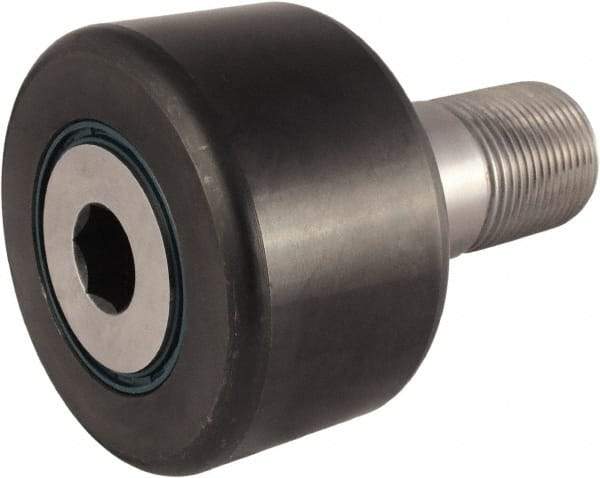 RBC Bearings - 4" Roller Diam x 2-1/4" Width, 1-1/2" Stud Diam x 3-1/2" Length, Crowned Sealed Stud Cam Follower with Hex - Carbon Steel, 1-1/2" Thread Length, 1-1/2-12 Thread, 5.781" OAL, 45,600 Lb Dynamic Cap, 68,000 Lb Static Cap - A1 Tooling