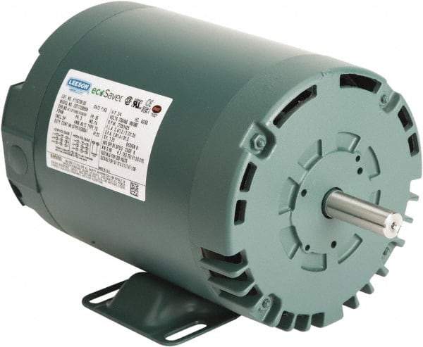 Leeson - 1/2 Max hp, 1,800 Max RPM, Premium Efficient Electric AC DC Motor - 230/460 V Input, Three Phase, 56 Frame, 5/8" Shaft Diam, Rigid Base Mount, ODP Enclosure - A1 Tooling