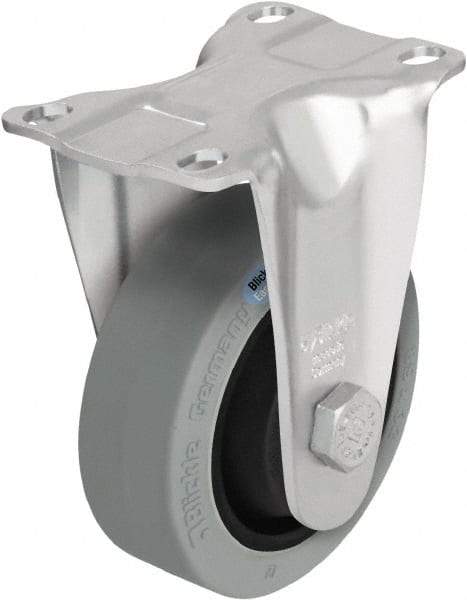 Blickle - 5" Diam x 1-3/8" Wide x 6-1/8" OAH Top Plate Mount Rigid Caster - Solid Rubber, 400 Lb Capacity, Ball Bearing, 3-5/8 x 2-1/2" Plate - A1 Tooling