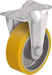 Blickle - 4" Diam x 1-9/16" Wide x 5-1/8" OAH Top Plate Mount Rigid Caster - Polyurethane-Elastomer Blickle Softhane, 400 Lb Capacity, Ball Bearing, 3-5/8 x 2-1/2" Plate - A1 Tooling