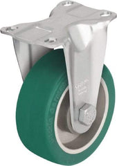 Blickle - 5" Diam x 1-9/16" Wide x 6-1/8" OAH Top Plate Mount Rigid Caster - Polyurethane-Elastomer Blickle Softhane, 400 Lb Capacity, Ball Bearing, 3-5/8 x 2-1/2" Plate - A1 Tooling