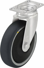 Blickle - 5" Diam x 1-1/4" Wide x 6-1/8" OAH Top Plate Mount Swivel Caster - Thermoplastic Polyurethane, 400 Lb Capacity, Ball Bearing, 3-5/8 x 2-1/2" Plate - A1 Tooling