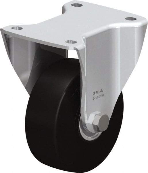 Blickle - 5" Diam x 1-31/32" Wide x 6-11/16" OAH Top Plate Mount Rigid Caster - Solid Rubber, 704 Lb Capacity, Ball Bearing, 5-1/2 x 4-3/8" Plate - A1 Tooling