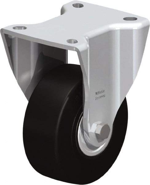 Blickle - 4" Diam x 1-37/64" Wide x 5-1/2" OAH Top Plate Mount Rigid Caster - Solid Rubber, 594 Lb Capacity, Ball Bearing, 3-15/16 x 3-3/8" Plate - A1 Tooling