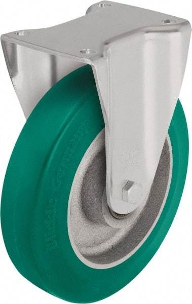 Blickle - 8" Diam x 1-31/32" Wide x 9-41/64" OAH Top Plate Mount Rigid Caster - Polyurethane-Elastomer Blickle Softhane, 1,760 Lb Capacity, Ball Bearing, 5-1/2 x 4-3/8" Plate - A1 Tooling