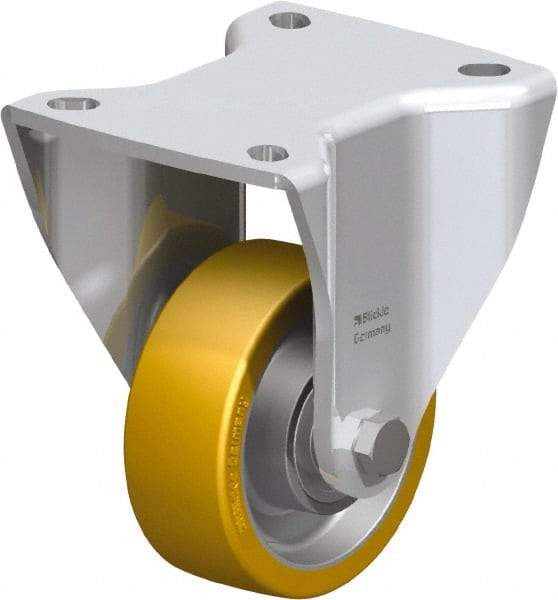 Blickle - 3" Diam x 1-11/64" Wide x 4-23/32" OAH Top Plate Mount Rigid Caster - Polyurethane-Elastomer Blickle Softhane, 396 Lb Capacity, Ball Bearing, 3-15/16 x 3-3/8" Plate - A1 Tooling