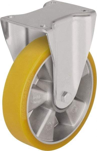 Blickle - 6-1/2" Diam x 1-31/32" Wide x 7-61/64" OAH Top Plate Mount Rigid Caster - Polyurethane-Elastomer Blickle Softhane, 1,210 Lb Capacity, Ball Bearing, 5-1/2 x 4-3/8" Plate - A1 Tooling