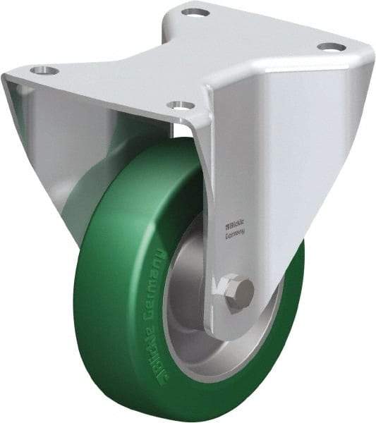 Blickle - 5" Diam x 1-37/64" Wide x 6-1/2" OAH Top Plate Mount Rigid Caster - Polyurethane-Elastomer Blickle Softhane, 770 Lb Capacity, Ball Bearing, 5-1/2 x 4-3/8" Plate - A1 Tooling