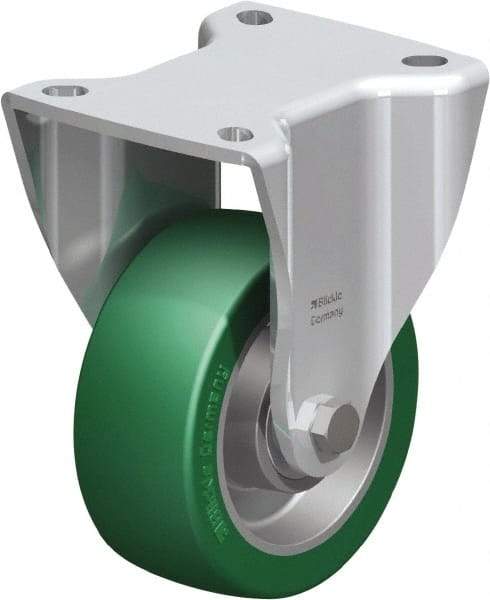 Blickle - 4" Diam x 1-37/64" Wide x 5-1/2" OAH Top Plate Mount Rigid Caster - Polyurethane-Elastomer Blickle Softhane, 660 Lb Capacity, Ball Bearing, 3-15/16 x 3-3/8" Plate - A1 Tooling