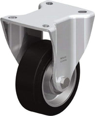 Blickle - 4" Diam x 1-37/64" Wide x 5-1/2" OAH Top Plate Mount Rigid Caster - Solid Rubber, 440 Lb Capacity, Ball Bearing, 3-15/16 x 3-3/8" Plate - A1 Tooling