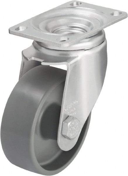 Blickle - 3-1/2" Diam x 1-1/4" Wide x 4-11/16" OAH Top Plate Mount Swivel Caster - Impact-Resistant Nylon, 400 Lb Capacity, Plain Bore Bearing, 3-5/8 x 2-1/2" Plate - A1 Tooling