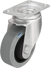 Blickle - 3-1/2" Diam x 1-1/4" Wide x 4-11/16" OAH Top Plate Mount Swivel Caster - Solid Rubber, 350 Lb Capacity, Ball Bearing, 3-5/8 x 2-1/2" Plate - A1 Tooling