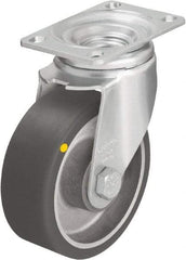 Blickle - 4" Diam x 1-9/16" Wide x 5-1/8" OAH Top Plate Mount Swivel Caster - Polyurethane-Elastomer Blickle Softhane, 400 Lb Capacity, Ball Bearing, 3-5/8 x 2-1/2" Plate - A1 Tooling