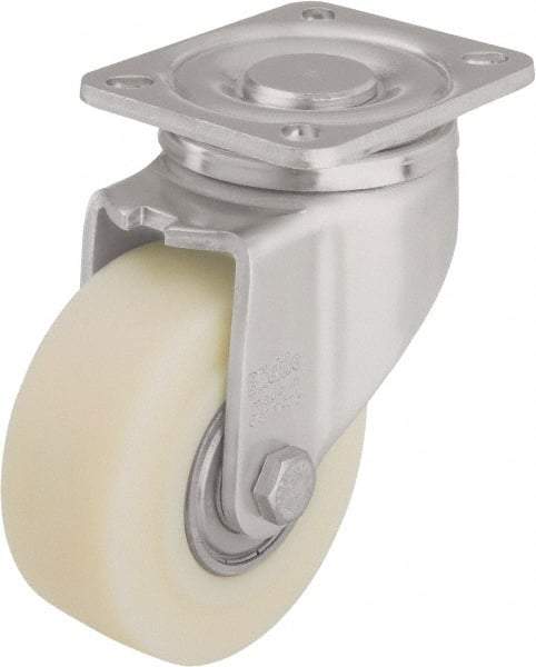 Blickle - 4" Diam x 1-37/64" Wide x 5-33/64" OAH Top Plate Mount Swivel Caster - Impact-Resistant Cast Nylon, 1,540 Lb Capacity, Ball Bearing, 3-15/16 x 3-3/8" Plate - A1 Tooling