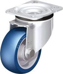 Blickle - 4" Diam x 1-37/64" Wide x 5-7/64" OAH Top Plate Mount Swivel Caster - Polyurethane-Elastomer Blickle Besthane, 660 Lb Capacity, Ball Bearing, 3-15/16 x 3-3/8" Plate - A1 Tooling