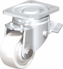 Blickle - 3" Diam x 1-29/64" Wide x 4-23/32" OAH Top Plate Mount Swivel Caster with Brake - Impact-Resistant Nylon, 770 Lb Capacity, Ball Bearing, 3-15/16 x 3-3/8" Plate - A1 Tooling