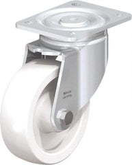 Blickle - 6" Diam x 1-31/32" Wide x 7-3/4" OAH Top Plate Mount Swivel Caster - Impact-Resistant Nylon, 1,760 Lb Capacity, Plain Bore Bearing, 5-1/2 x 4-3/8" Plate - A1 Tooling