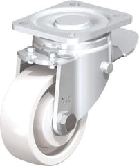 Blickle - 4" Diam x 1-29/64" Wide x 5-33/64" OAH Top Plate Mount Swivel Caster with Brake - Impact-Resistant Nylon, 1,100 Lb Capacity, Ball Bearing, 3-15/16 x 3-3/8" Plate - A1 Tooling