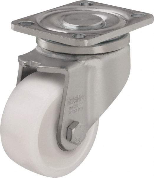 Blickle - 3" Diam x 1-49/64" Wide x 4-23/32" OAH Top Plate Mount Swivel Caster - Solid Rubber, 440 Lb Capacity, Ball Bearing, 3-15/16 x 3-3/8" Plate - A1 Tooling