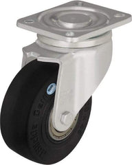 Blickle - 4" Diam x 1-49/64" Wide x 5-33/64" OAH Top Plate Mount Swivel Caster - Solid Rubber, 594 Lb Capacity, Ball Bearing, 5-1/2 x 4-3/8" Plate - A1 Tooling