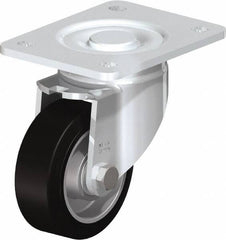 Blickle - 4" Diam x 1-9/16" Wide x 5-33/64" OAH Top Plate Mount Swivel Caster - Solid Rubber, 440 Lb Capacity, Ball Bearing, 5-1/2 x 4-3/8" Plate - A1 Tooling