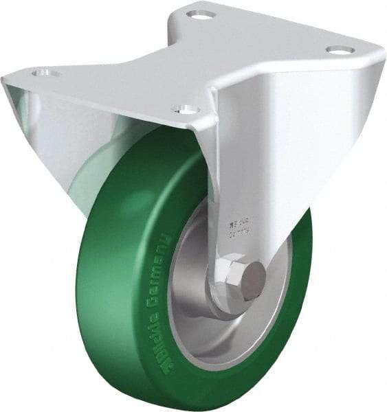 Blickle - 5" Diam x 1-9/16" Wide x 6-7/64" OAH Top Plate Mount Rigid Caster - Polyurethane-Elastomer Blickle Softhane, 770 Lb Capacity, Ball Bearing, 5-1/2 x 4-3/8" Plate - A1 Tooling