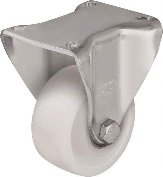 Blickle - 4" Diam x 1-29/64" Wide x 5-1/2" OAH Top Plate Mount Rigid Caster - Impact-Resistant Nylon, 1,100 Lb Capacity, Ball Bearing, 5-1/2 x 4-3/8" Plate - A1 Tooling