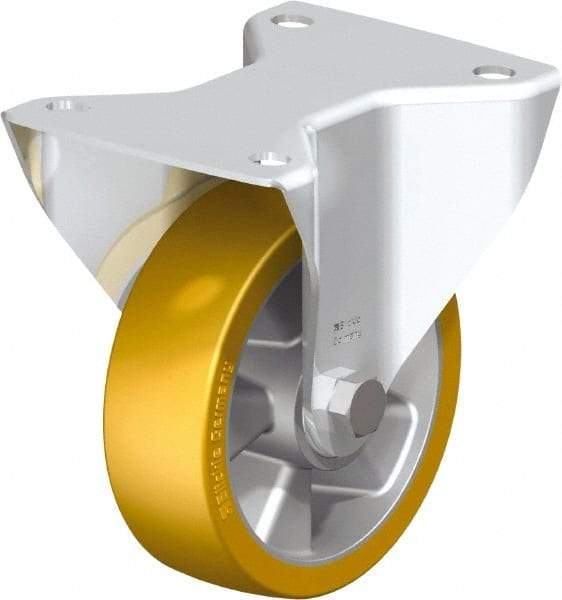 Blickle - 5" Diam x 1-9/16" Wide x 6-7/64" OAH Top Plate Mount Rigid Caster - Polyurethane-Elastomer Blickle Softhane, 770 Lb Capacity, Ball Bearing, 5-1/2 x 4-3/8" Plate - A1 Tooling