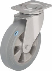 Blickle - 10" Diam x 2" Wide x 11-39/64" OAH Top Plate Mount Swivel Caster - Solid Rubber, 1,430 Lb Capacity, Ball Bearing, 5-1/2 x 4-3/8" Plate - A1 Tooling