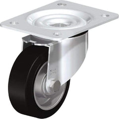 Blickle - 4" Diam x 1-37/64" Wide x 5-7/64" OAH Top Plate Mount Swivel Caster - Solid Rubber, 440 Lb Capacity, Ball Bearing, 5-1/2 x 4-3/8" Plate - A1 Tooling