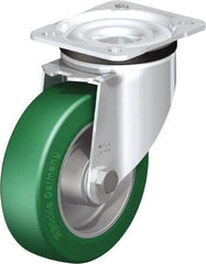 Blickle - 5" Diam x 1-37/64" Wide x 6-7/64" OAH Top Plate Mount Swivel Caster - Polyurethane-Elastomer Blickle Softhane, 770 Lb Capacity, Ball Bearing, 3-15/16 x 3-3/8" Plate - A1 Tooling