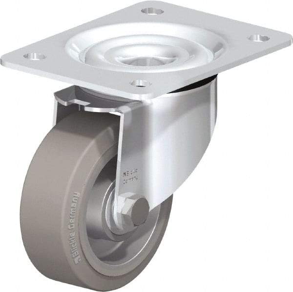 Blickle - 4" Diam x 1-37/64" Wide x 5-7/64" OAH Top Plate Mount Swivel Caster - Solid Rubber, 440 Lb Capacity, Ball Bearing, 5-1/2 x 4-3/8" Plate - A1 Tooling