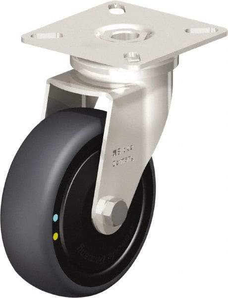 Blickle - 3" Diam x 63/64" Wide x 3-15/16" OAH Top Plate Mount Swivel Caster - Thermoplastic Rubber Elastomer (TPE), 110 Lb Capacity, Ball Bearing, 2-3/8 x 2-3/8" Plate - A1 Tooling