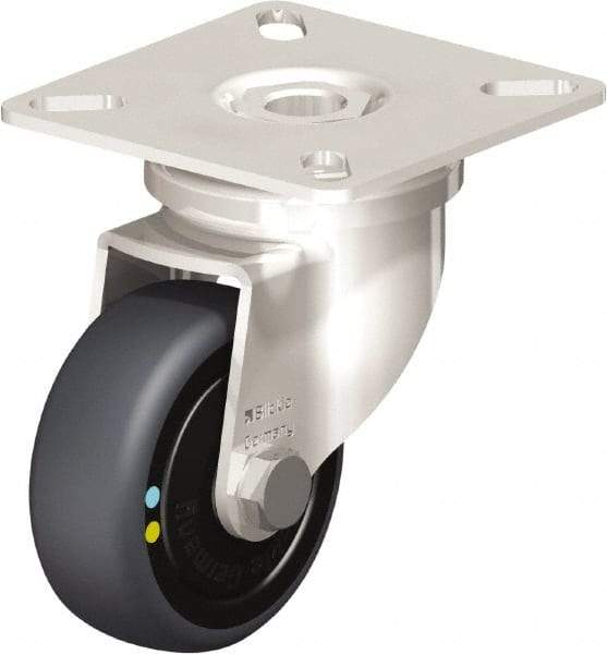 Blickle - 2" Diam x 3/4" Wide x 2-51/64" OAH Top Plate Mount Swivel Caster - Thermoplastic Rubber Elastomer (TPE), 66 Lb Capacity, Ball Bearing, 2-3/8 x 2-3/8" Plate - A1 Tooling