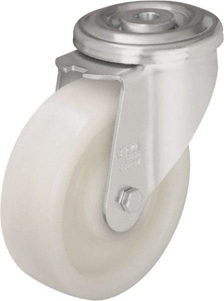 Blickle - 5" Diam x 1-37/64" Wide x 6-7/64" OAH Hollow Kingpin Mount Swivel Caster - Impact-Resistant Nylon, 770 Lb Capacity, Plain Bore Bearing, Hollow Kingpin Stem - A1 Tooling