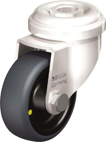 Blickle - 2" Diam x 3/4" Wide x 2-23/32" OAH Hollow Kingpin Mount Swivel Caster - Thermoplastic Rubber Elastomer (TPE), 66 Lb Capacity, Plain Bore Bearing, Hollow Kingpin Stem - A1 Tooling