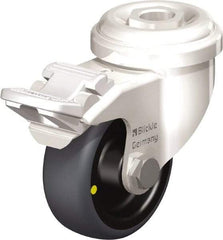 Blickle - 2" Diam x 3/4" Wide x 2-23/32" OAH Hollow Kingpin Mount Swivel Caster with Brake - Thermoplastic Rubber Elastomer (TPE), 66 Lb Capacity, Plain Bore Bearing, Hollow Kingpin Stem - A1 Tooling