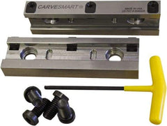 CarveSmart - 3/4" Jaw Width, 1.685" Jaw Height, 3/4" Jaw Thickness, Quick Change Jaw System Vise Jaw Sets - Steel, Bolt-On, 2 Jaws, Semi-Hard Jaws - A1 Tooling