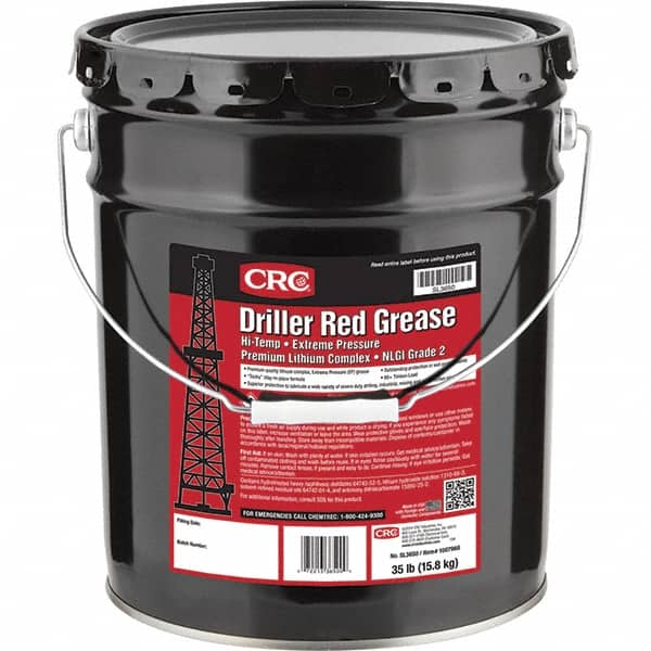 CRC - 35 Lb Pail Lithium Extreme Pressure Grease - Red, Extreme Pressure & High Temperature, 400°F Max Temp, NLGIG 2, - A1 Tooling