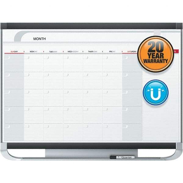 Quartet - 24" High x 36" Wide Magnetic Dry Erase Calendar - Fiberboard/Plastic Frame, Includes Dry-Erase Marker & Mounting Kit - A1 Tooling